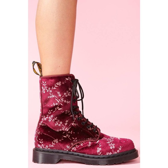 Dr. Martens Shoes - Dr. Martens Avery Cherry Blossom Velvet Boots